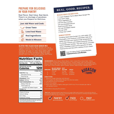 Gluten Free Black Bean Burger Mix Pouch, 9 Servings