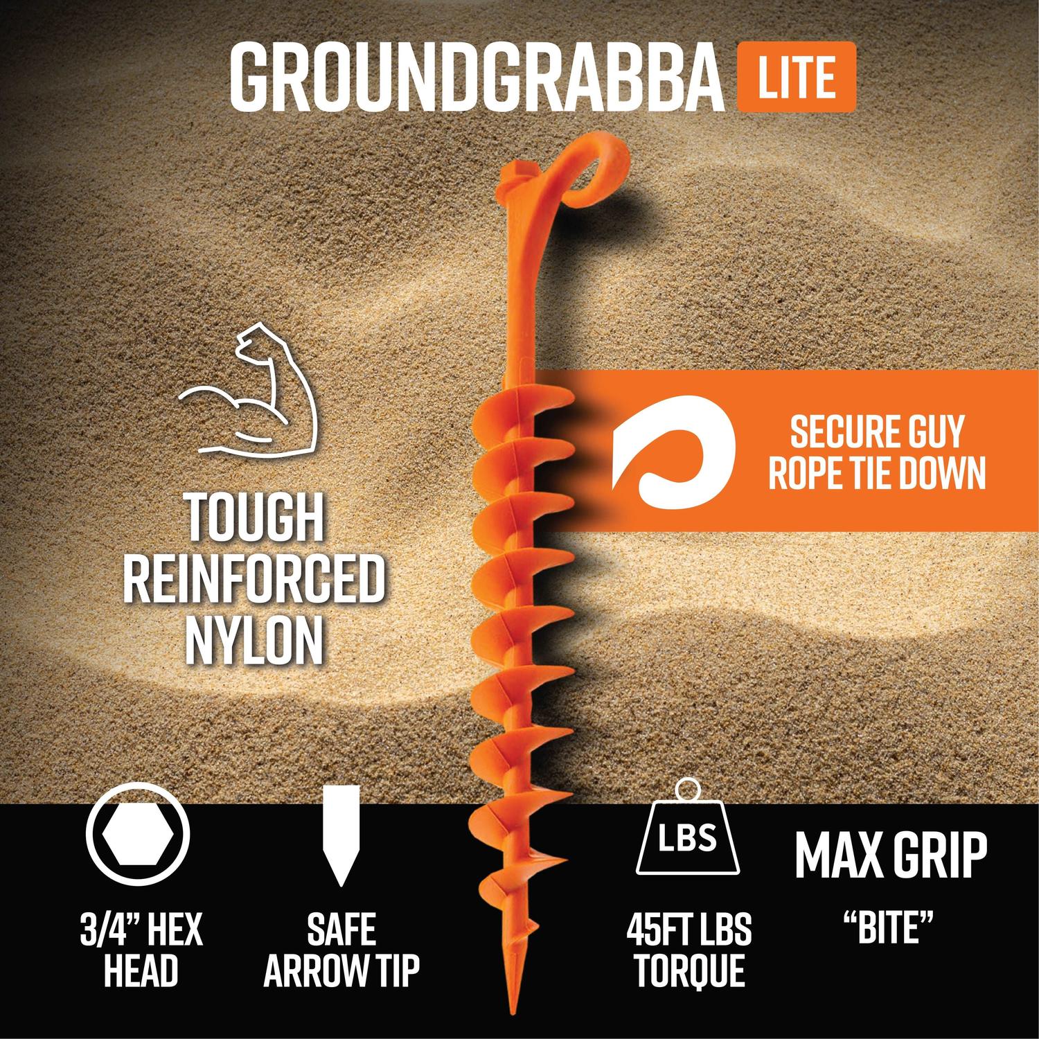 GroundGrabba Lite 12 Pack Camping Kit with Spring Ropes