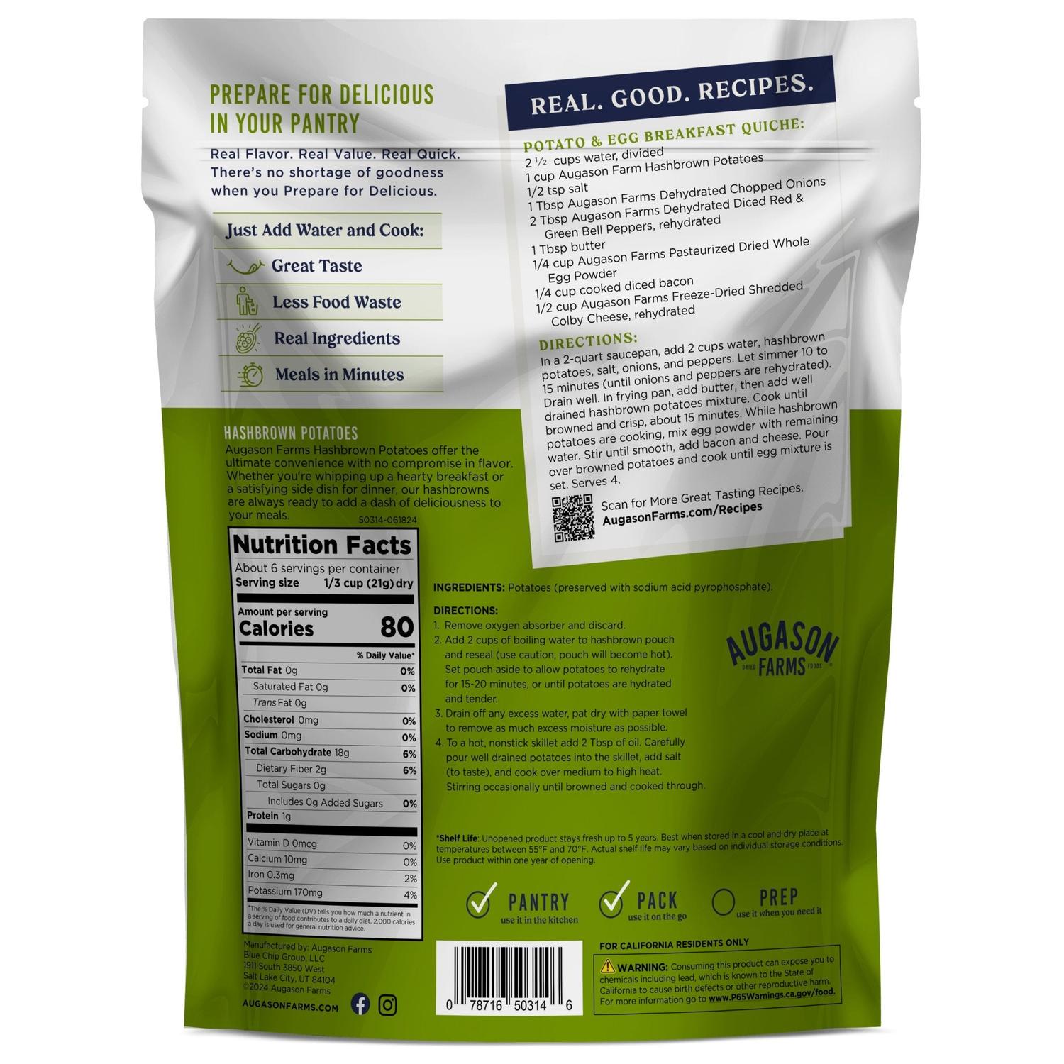 Hashbrown Potatoes Pouch – 6 Servings