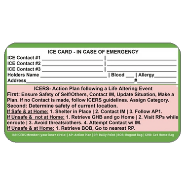 ICERS Quick Reference Decals - In Case of Emergency Response System