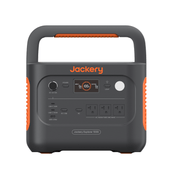 Jackery Explorer 1000 v2 portable power station, dark gray with orange accents, multiple power ports.