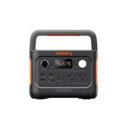 Jackery Explorer 300 v2 portable power station, black with orange accents, featuring multiple ports and a display.