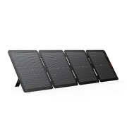 Jackery SolarSaga 100 Air, a black foldable solar panel with four segments and an integrated stand.