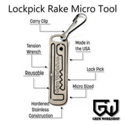 Lock Pick Rake Micro Tool : 2 in 1 Lock Pick Keyring