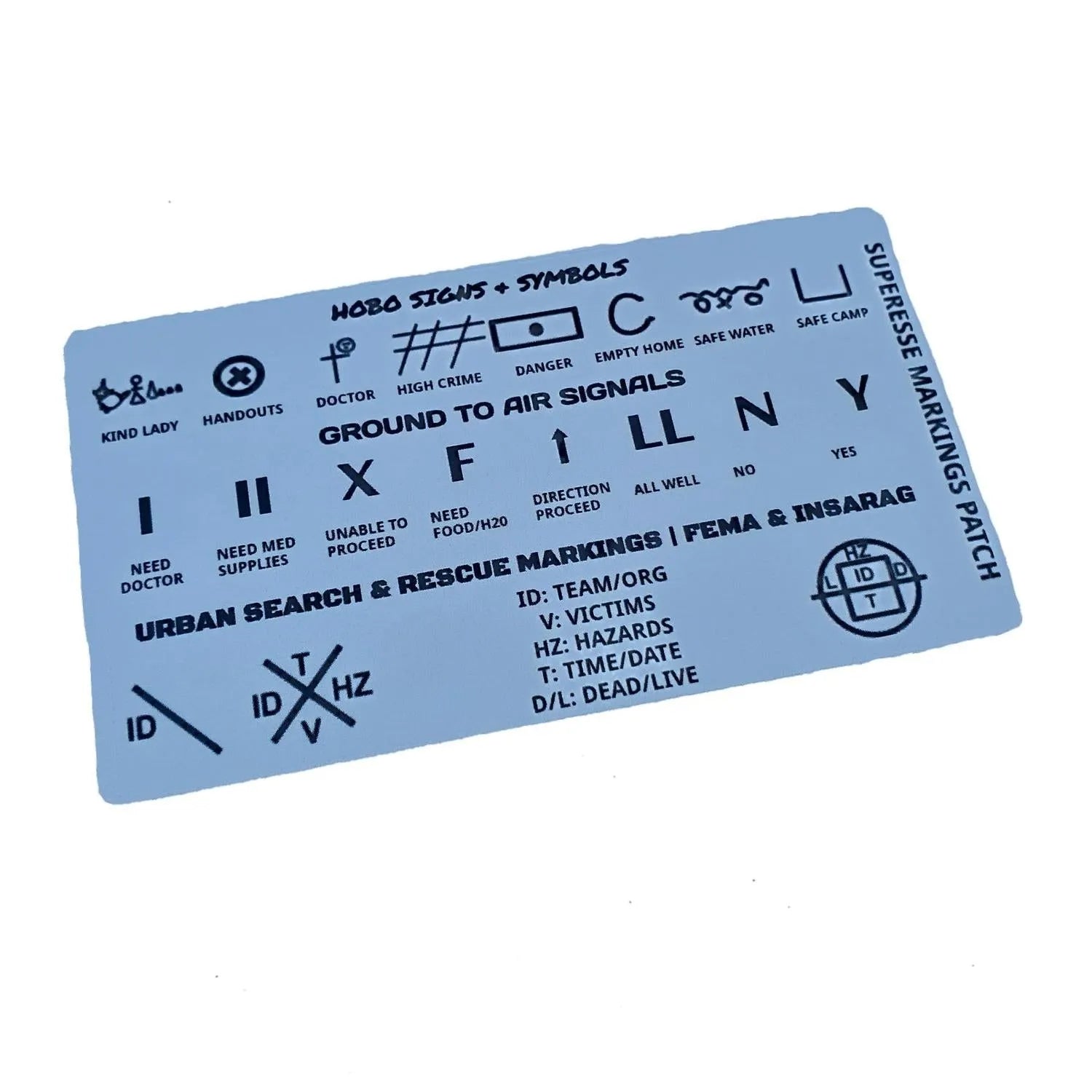 Markings and Signals Decal - Hobo Symbols, Ground to Air Signals, Search and Rescue Markings
