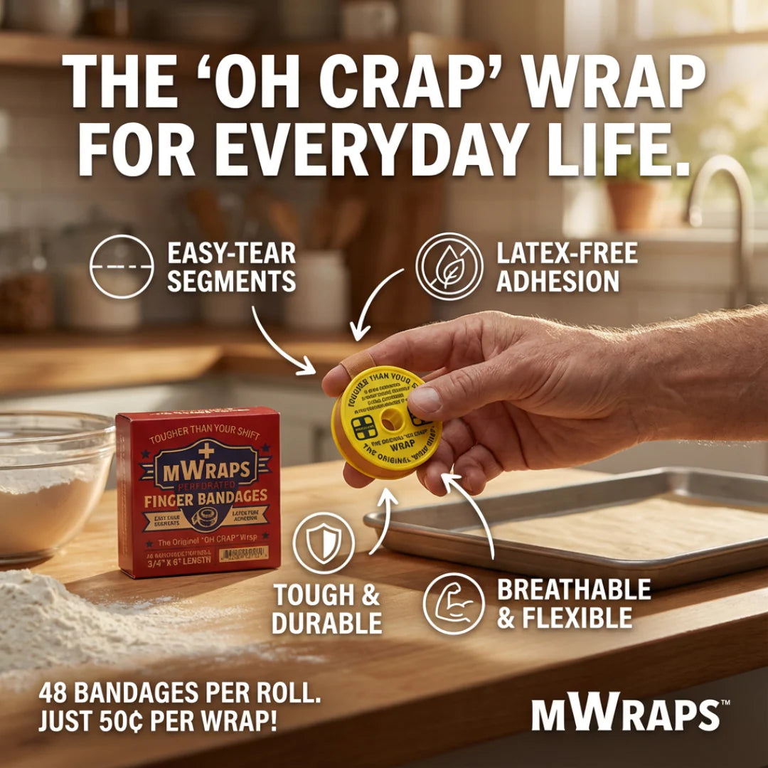 Mwraps™ Finger Bandages on a Roll – 48 Extra-Long, Wraparound Field Bandages