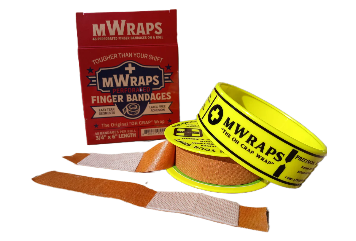 Mwraps™ Finger Bandages on a Roll – 48 Extra-Long, Wraparound Field Bandages