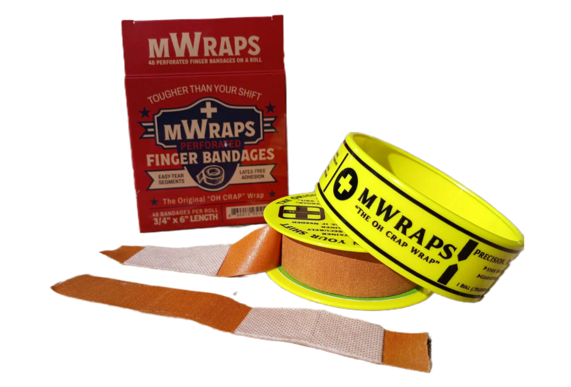 Mwraps™ Finger Bandages on a Roll – 48 Extra-Long, Wraparound Field Bandages