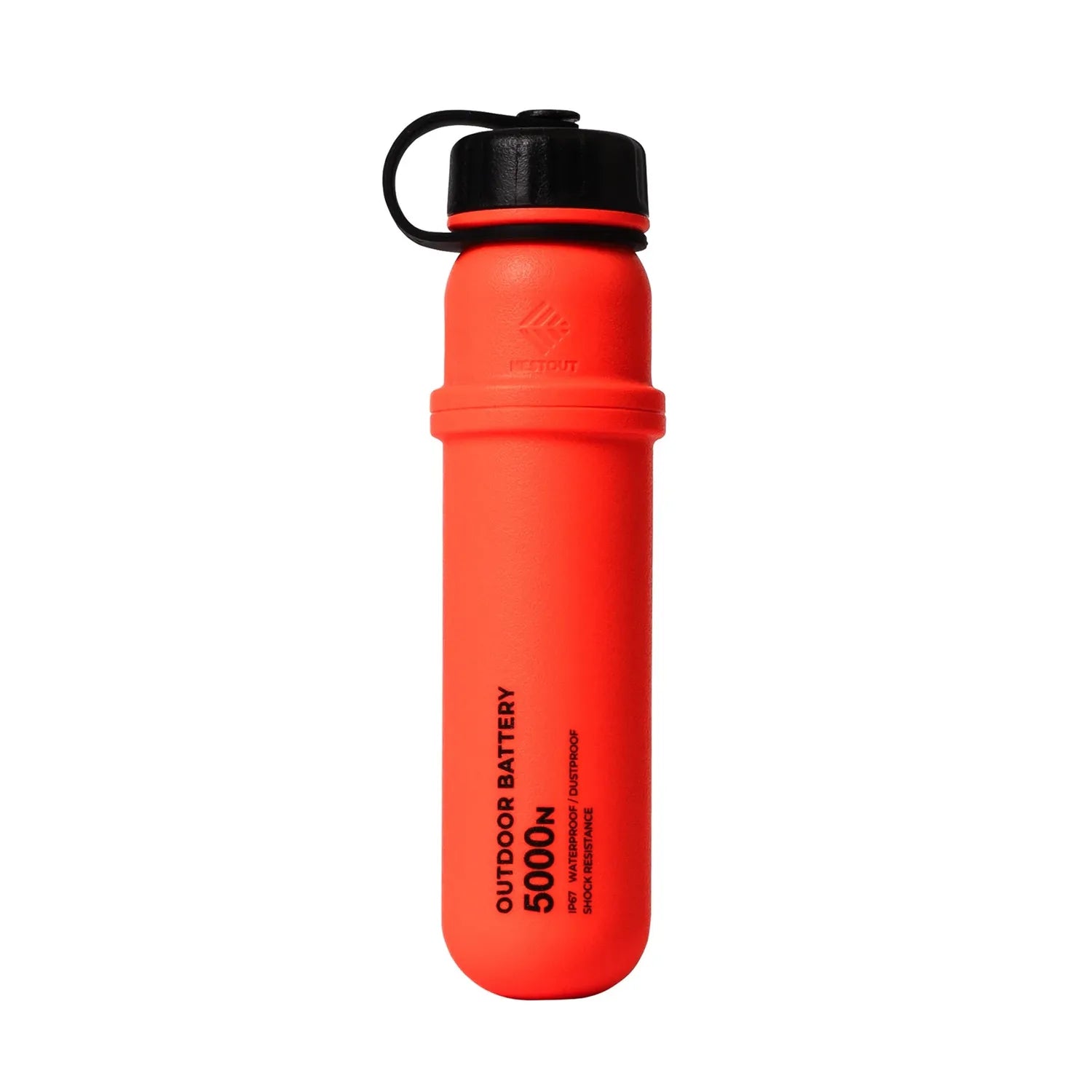 NESTOUT 5000mAh orange, cylindrical, waterproof power bank with black cap and loop.