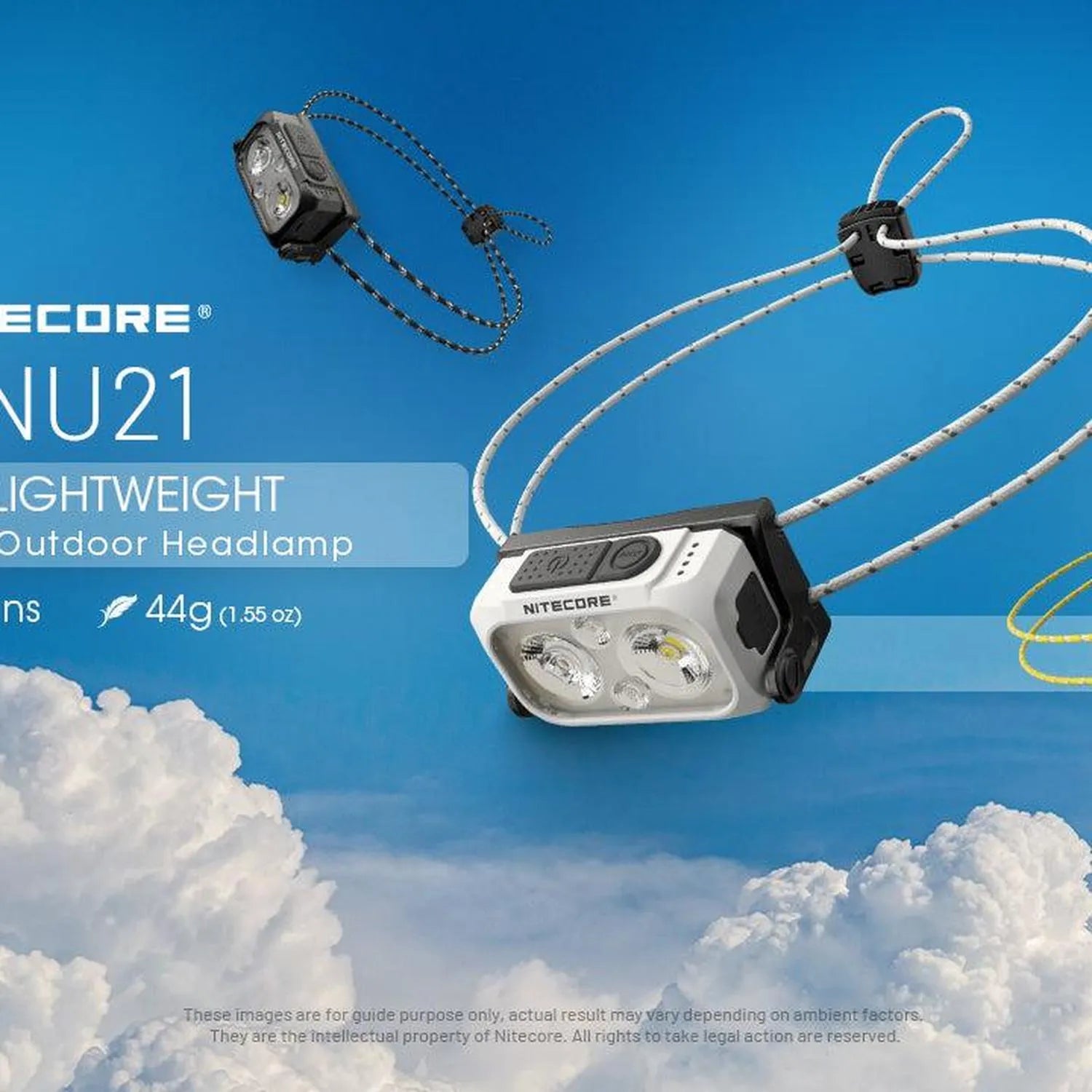 NU21 Headlamp (Yellow) - Ultra-light Rechargeable