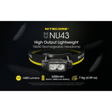NU43 Headlamp (Black/Yellow) - Rechargeable