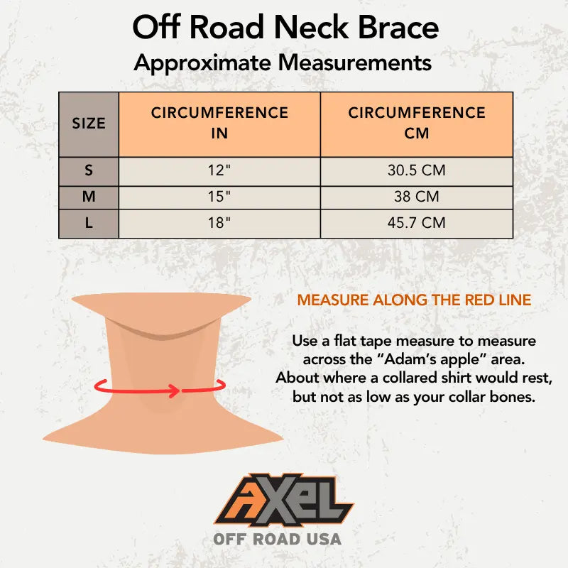 AXEL Off Road Neck Brace size chart
