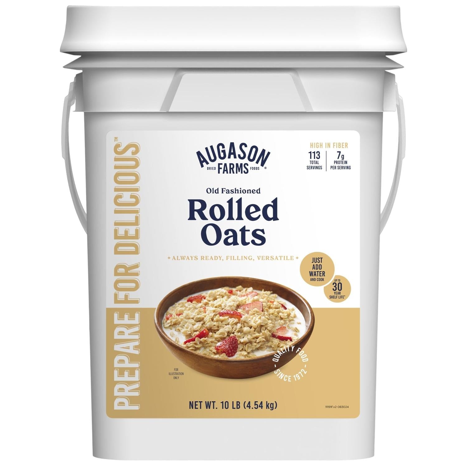 Old Fashioned Rolled Oats 4-Gallon Pail – 113 Servings