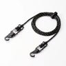 Black and white braided outdoor USB-A to USB-C charging cable with reinforced connectors and integrated hooks.