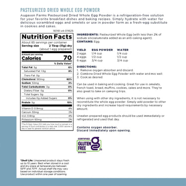 Pasteurized Dried Whole Egg Powder Can, 85 Servings