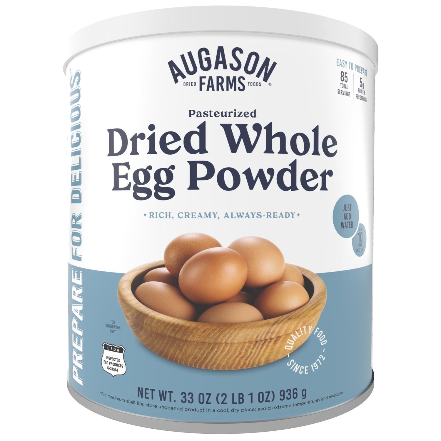 Pasteurized Dried Whole Egg Powder Can – 85 Servings