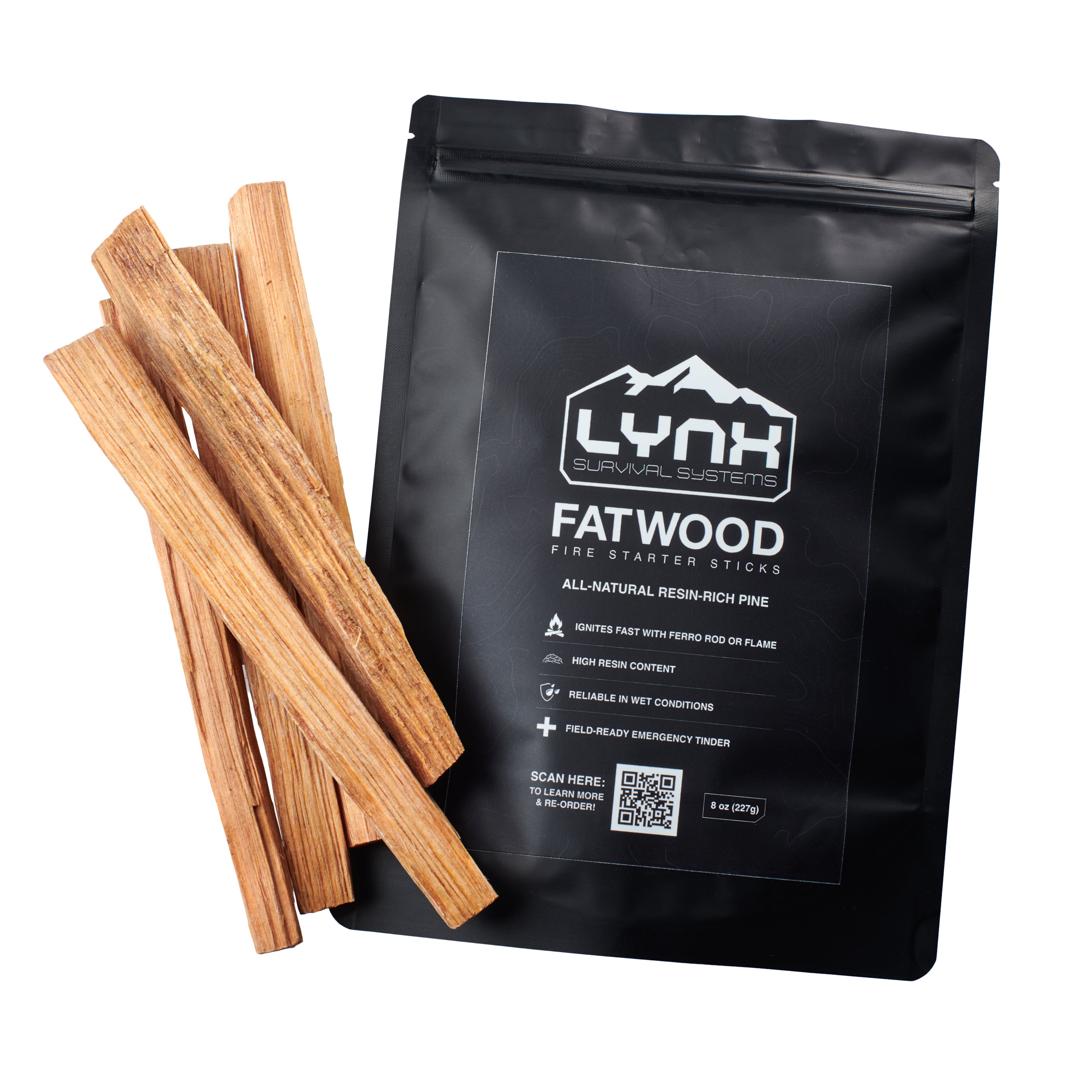 Fatwood Fire Starter Sticks – All-Natural Resin-Rich Fire Tinder (8 oz)