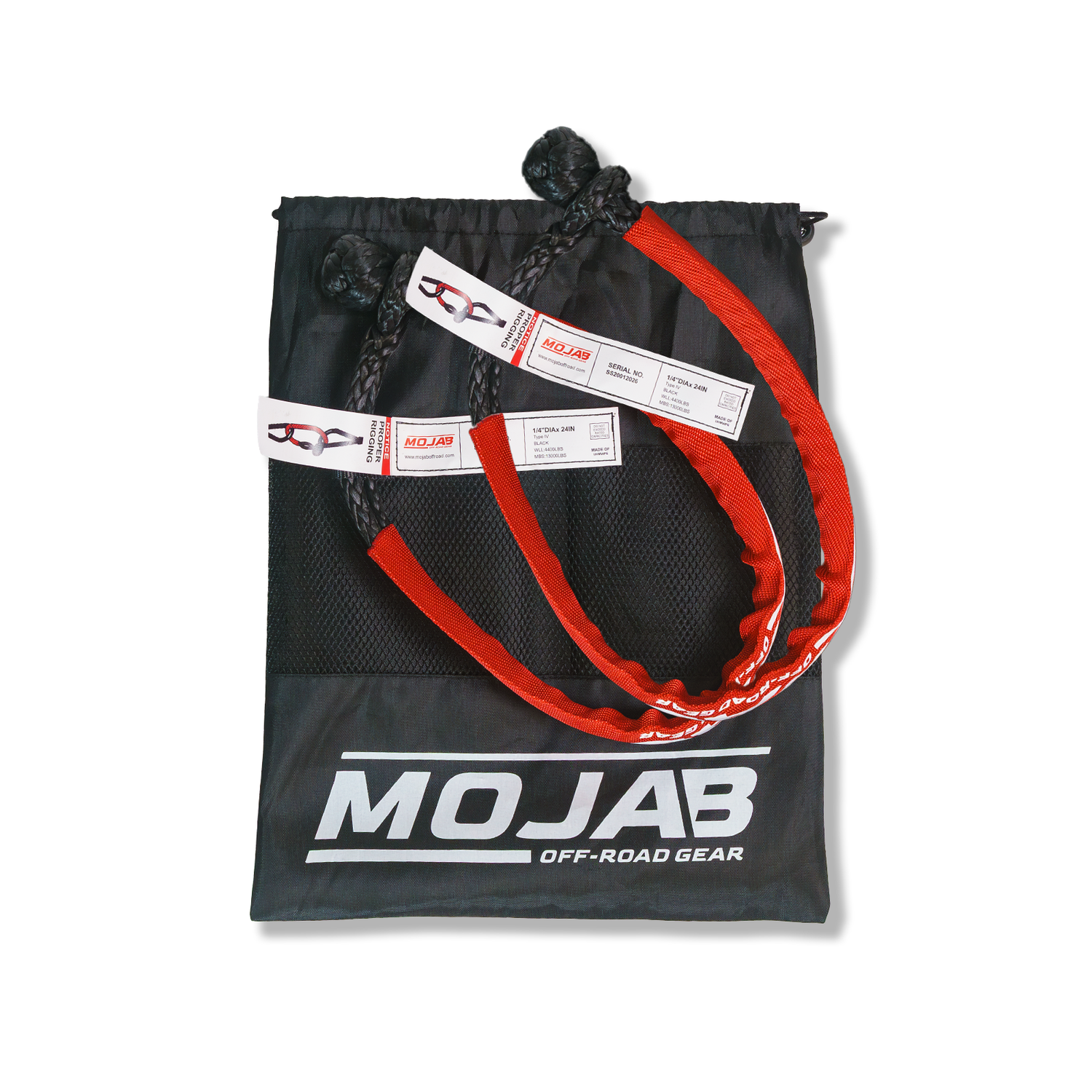 Soft Shackle 1/4'' x 24'' with sleeve and bag (Set of 2 Shackles) (Lifetime Warranty)