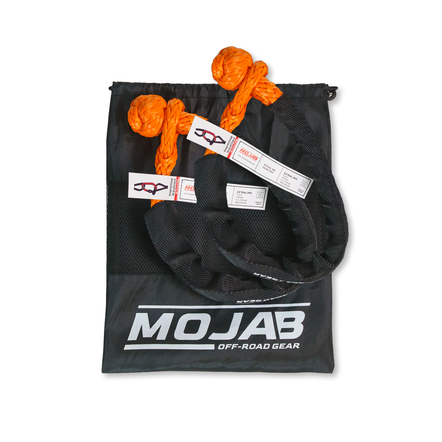 Soft Shackle 3/8'' x 24” with sleeve and bag (Set of 2 Shackles) (Lifetime Warranty)