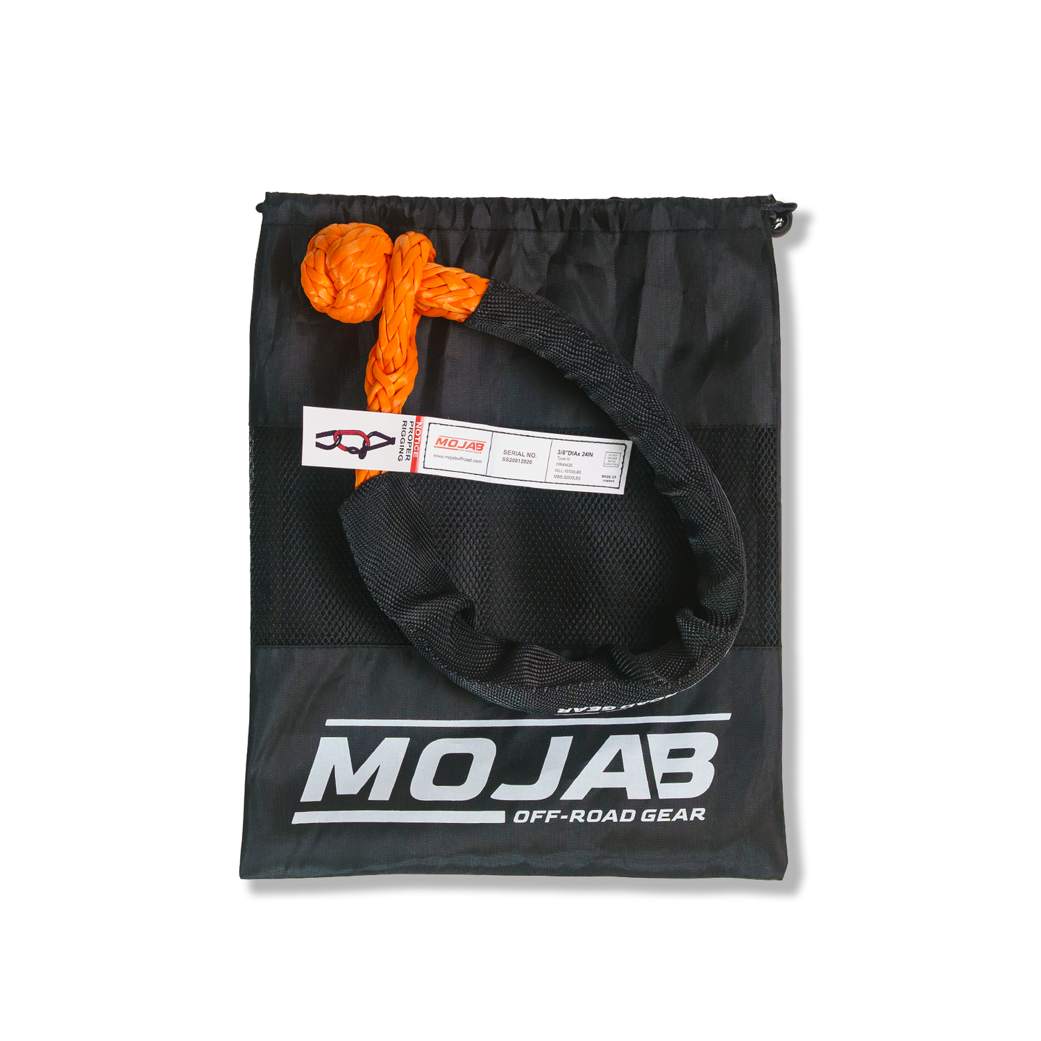Soft Shackle 3/8'' x 24” with sleeve and bag (Single Shackle) (Lifetime Warranty)