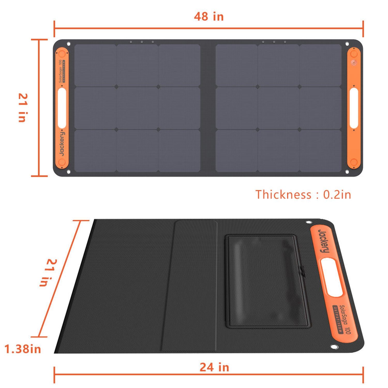 SolarSaga 100W – Bifacial Foldable Solar Panel with USB Ports & DC Adapter
