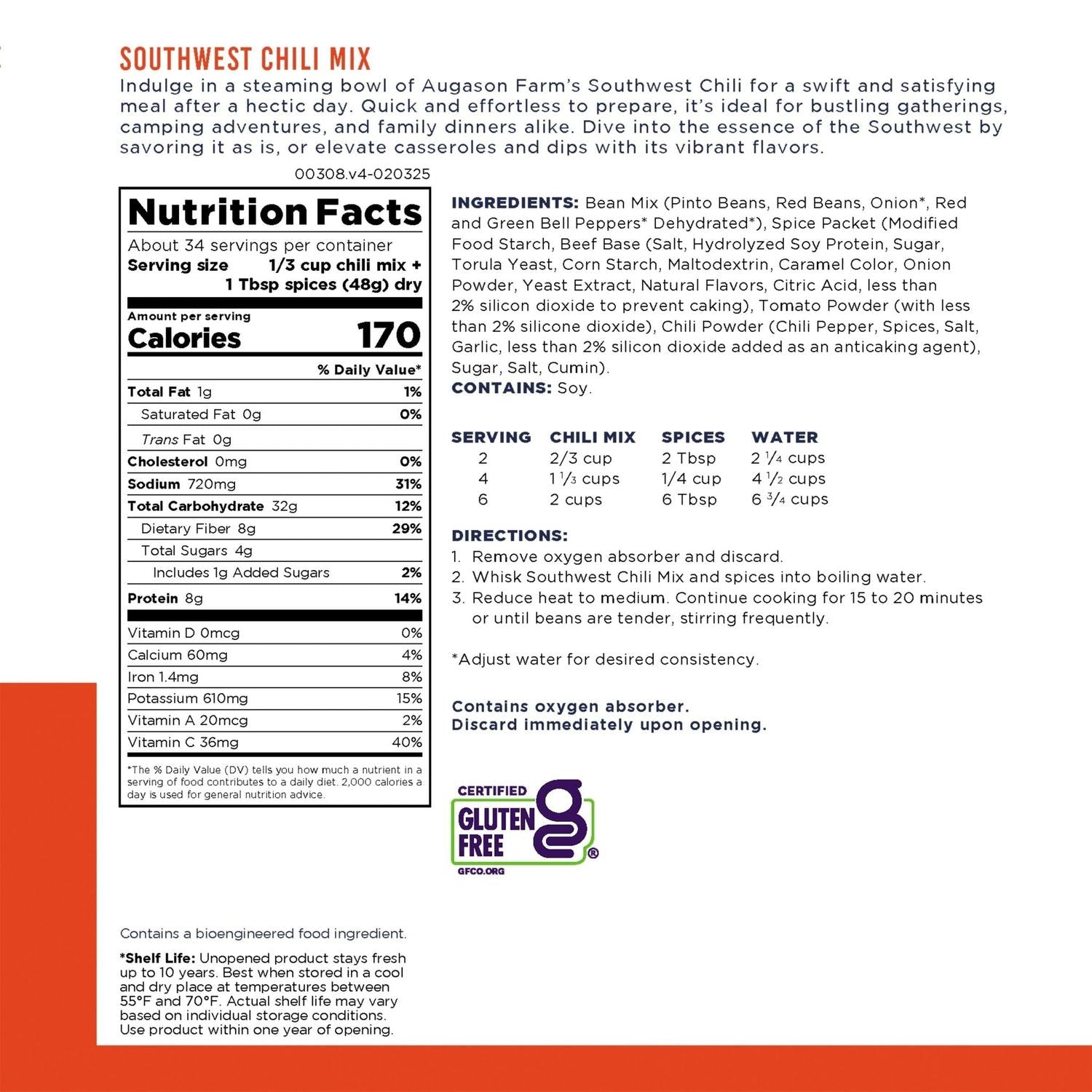 Southwest Chili Mix Can – 34 Servings