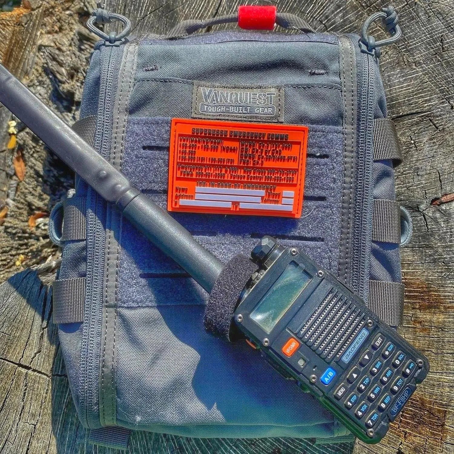 Storage Pocket Patch: Emergency Comms with Radio Frequency/Channel and Telephone Contact Numbers, ICE Card