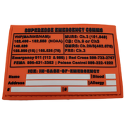 Storage Pocket Patch: Emergency Comms with Radio Frequency/Channel and Telephone Contact Numbers, ICE Card