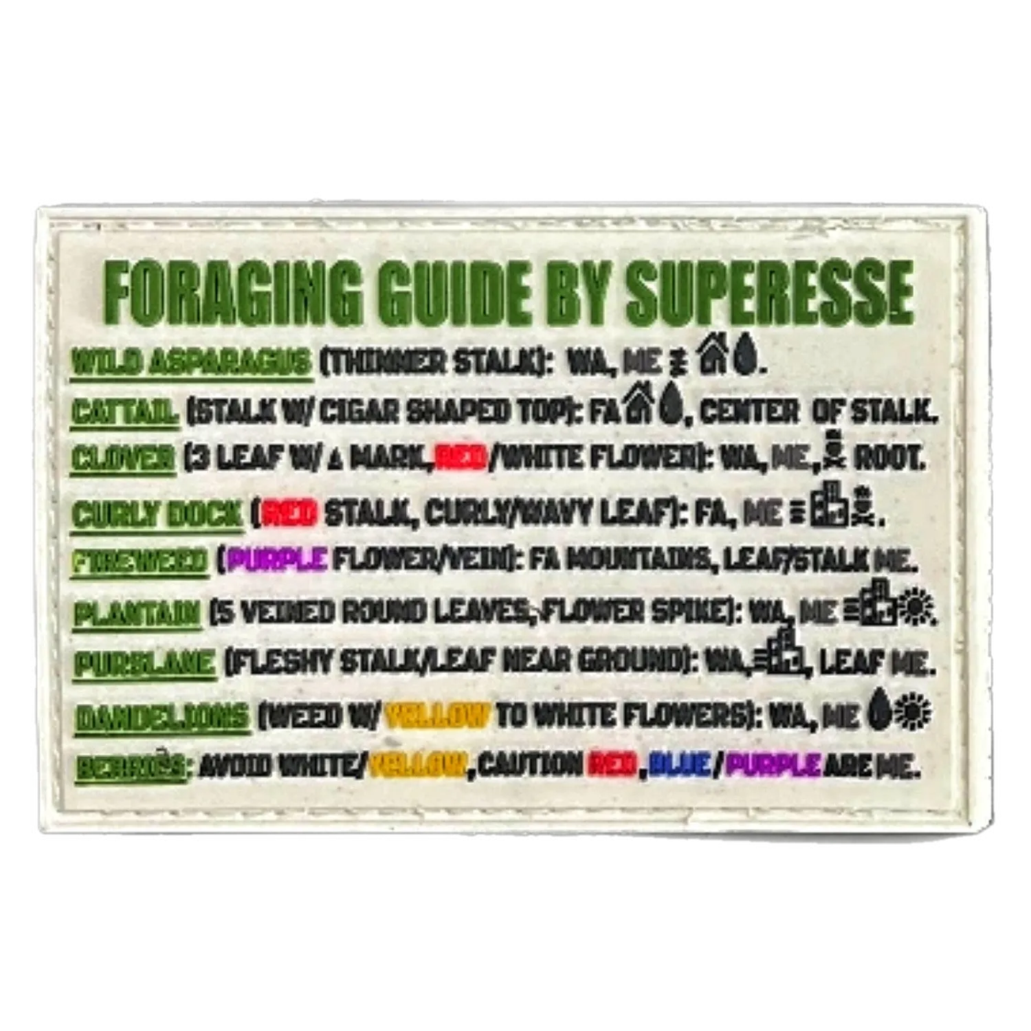 Storage Pocket Patch: "Foraging Guide", a Plants and Edibles Quick Identification Reference