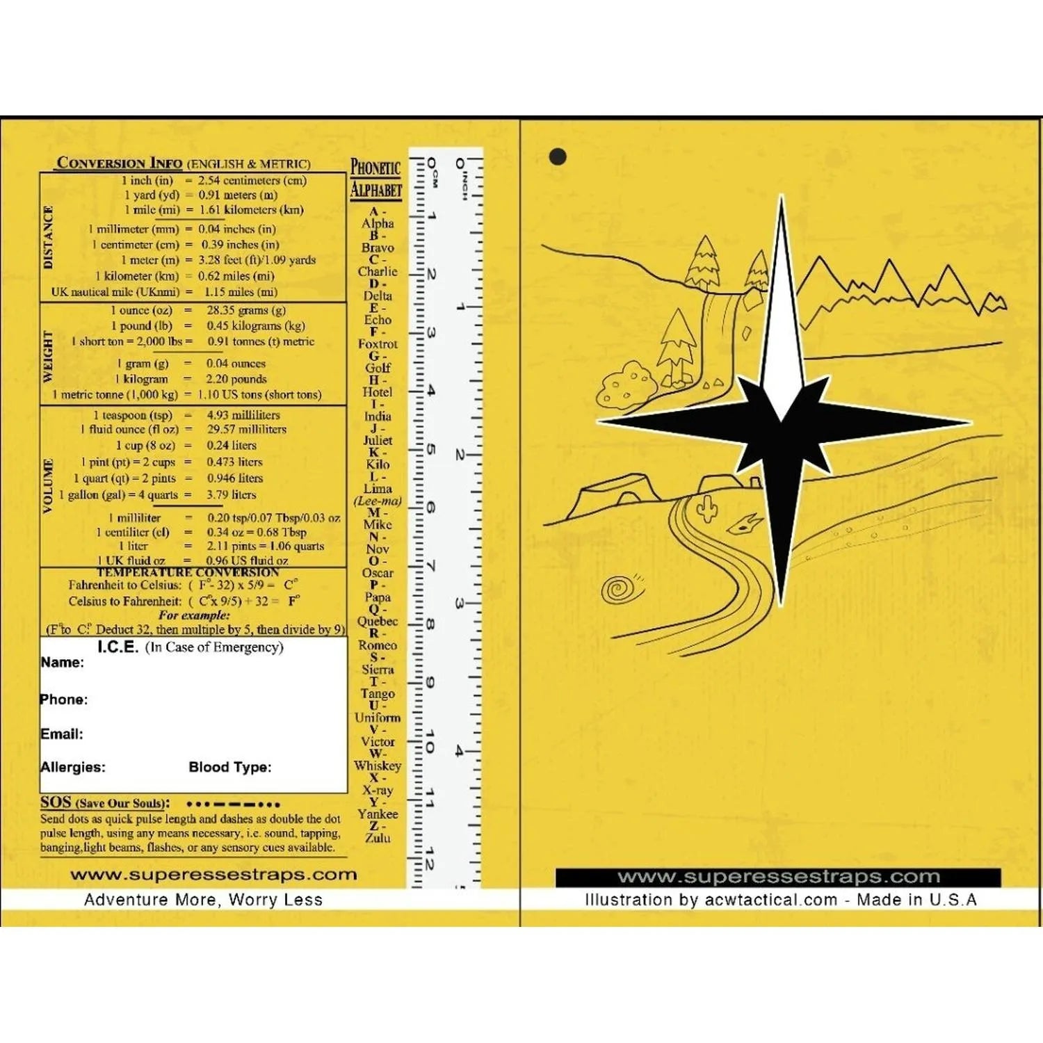 Superesse Field Memo Pad (Yellow) - Durable Pocket Notebook with Survival References