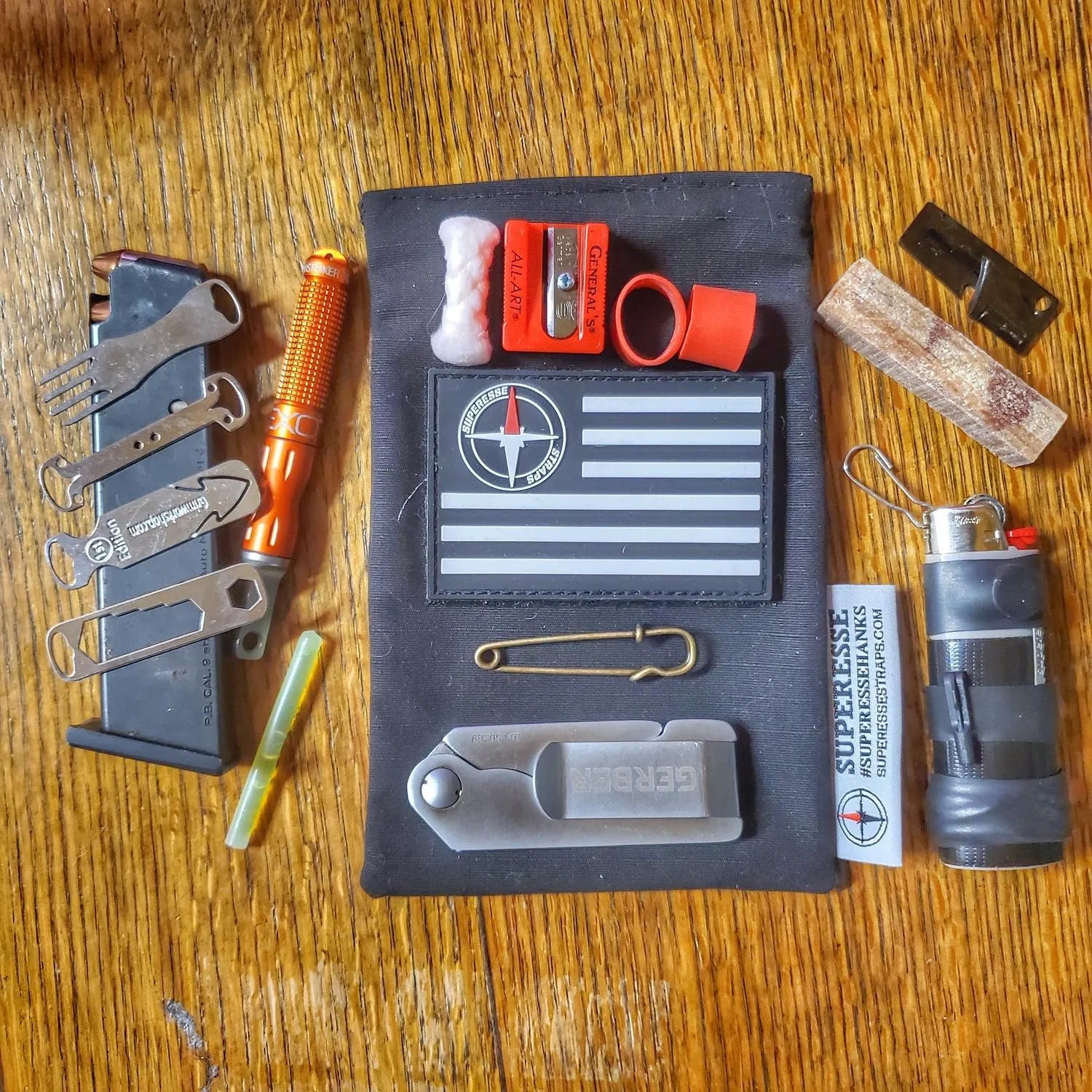 Survival Kit Lighter - Fire Starter outfitted with supplies.