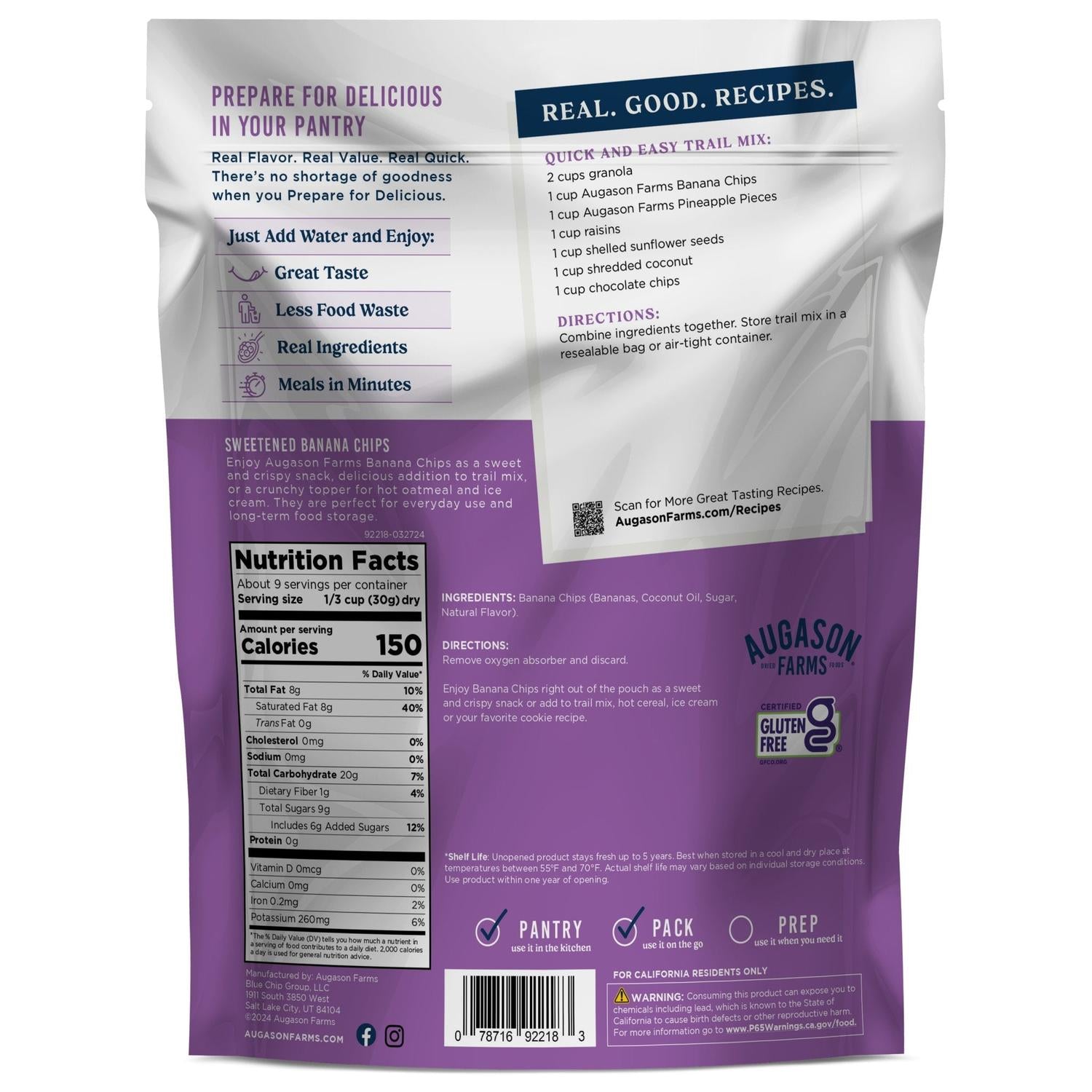 Sweetened Banana Chips Pouch – 9 Servings