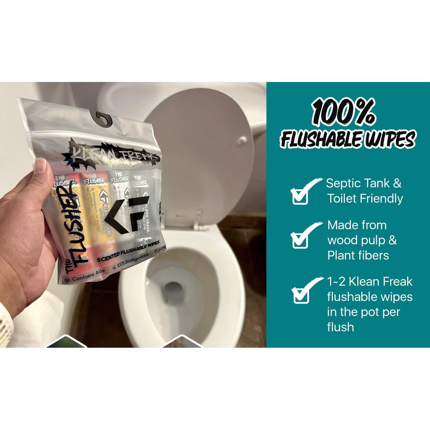 The Flusher - 100 Pack - Flushable Wipes