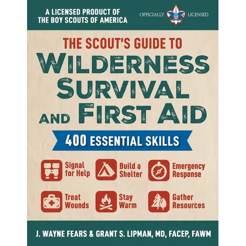 Paperback cover for "The Scout's Guide to Wilderness Survival and First Aid" with red and green text.