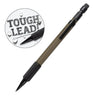 Flat Dark Earth mechanical pencil with black knurled grip and clip, showing "TOUGH LEAD" detail.