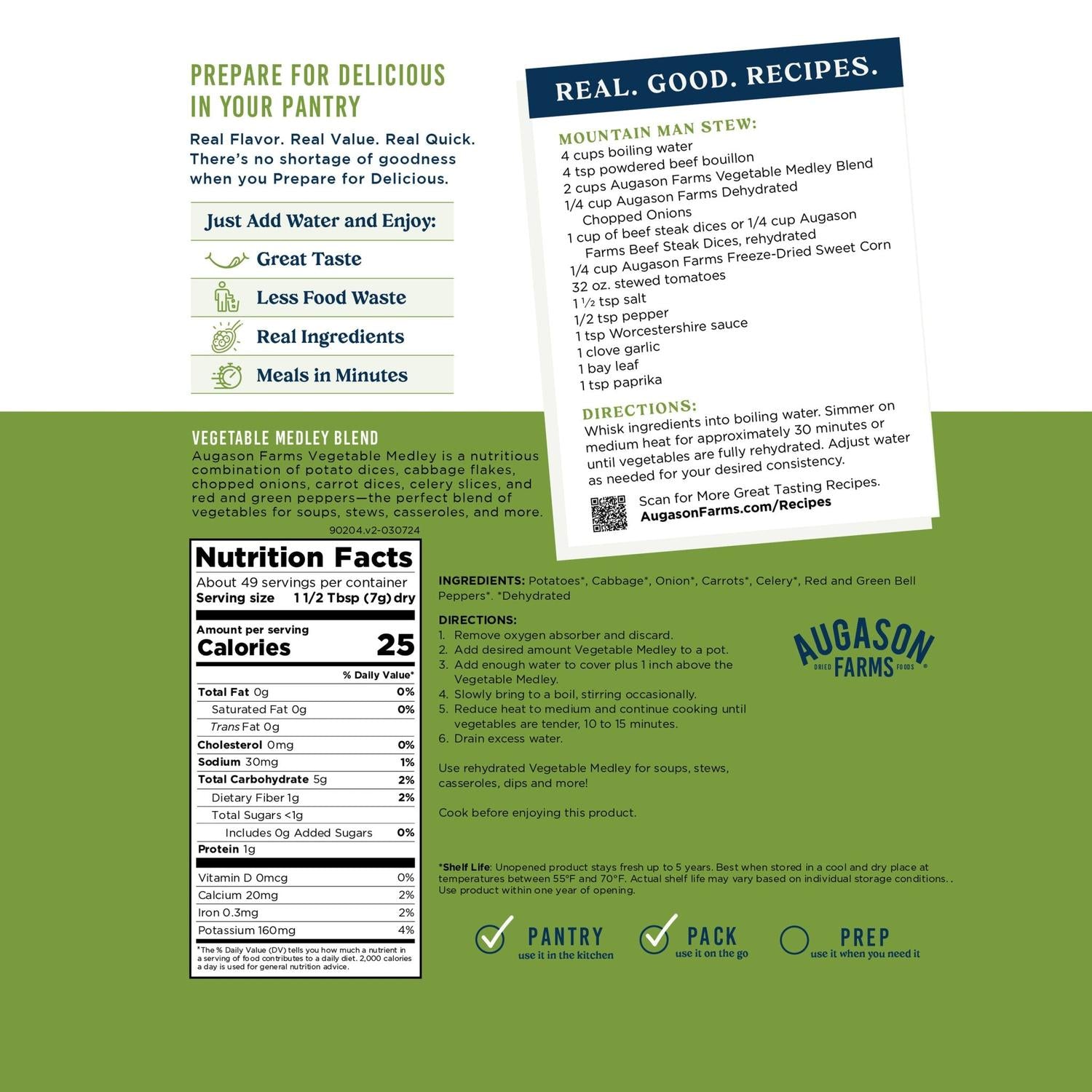 Vegetable Medley Blend Pouch – 49 Servings