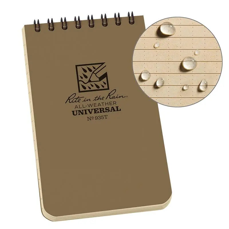 Rite in the Rain 3 x 5 Top Spiral Notebook, Tan, No. 935T