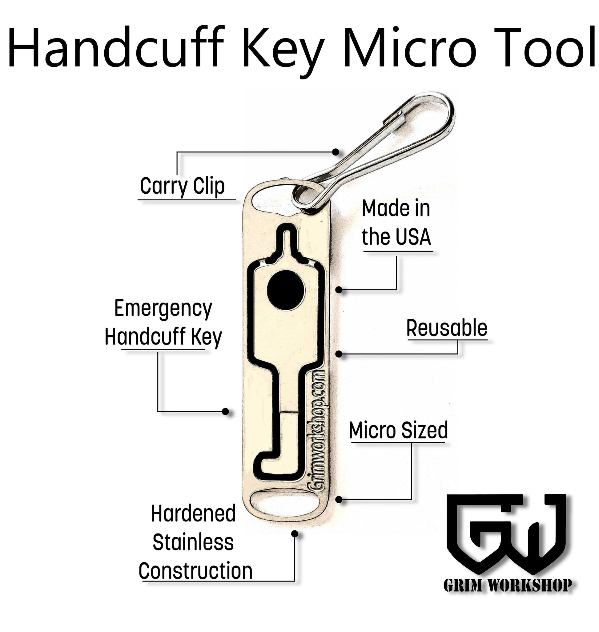 Handcuff Key Micro Tool shown on a keyring for everyday carry