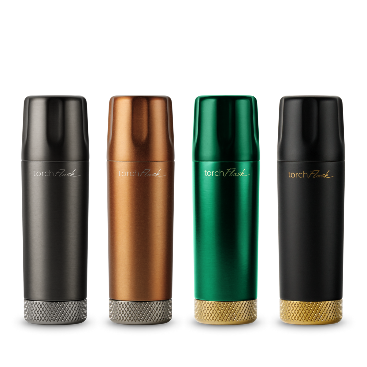 High Camp Torch Flask with flip lid in five available finishes