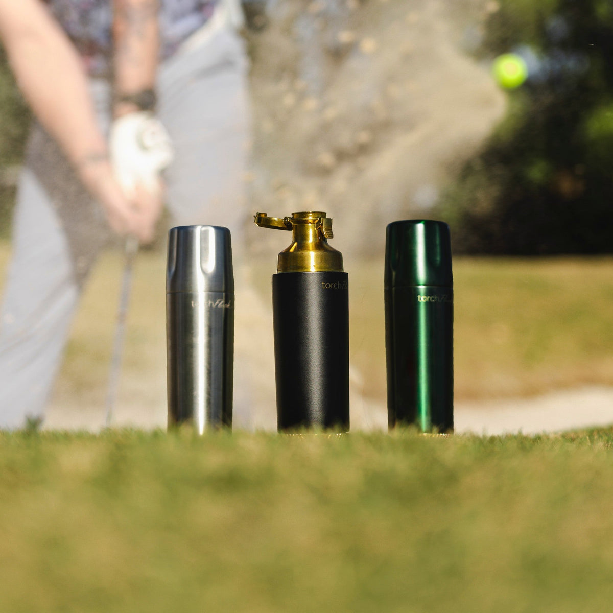 High Camp Torch Flask with flip lid in an outdoor setting