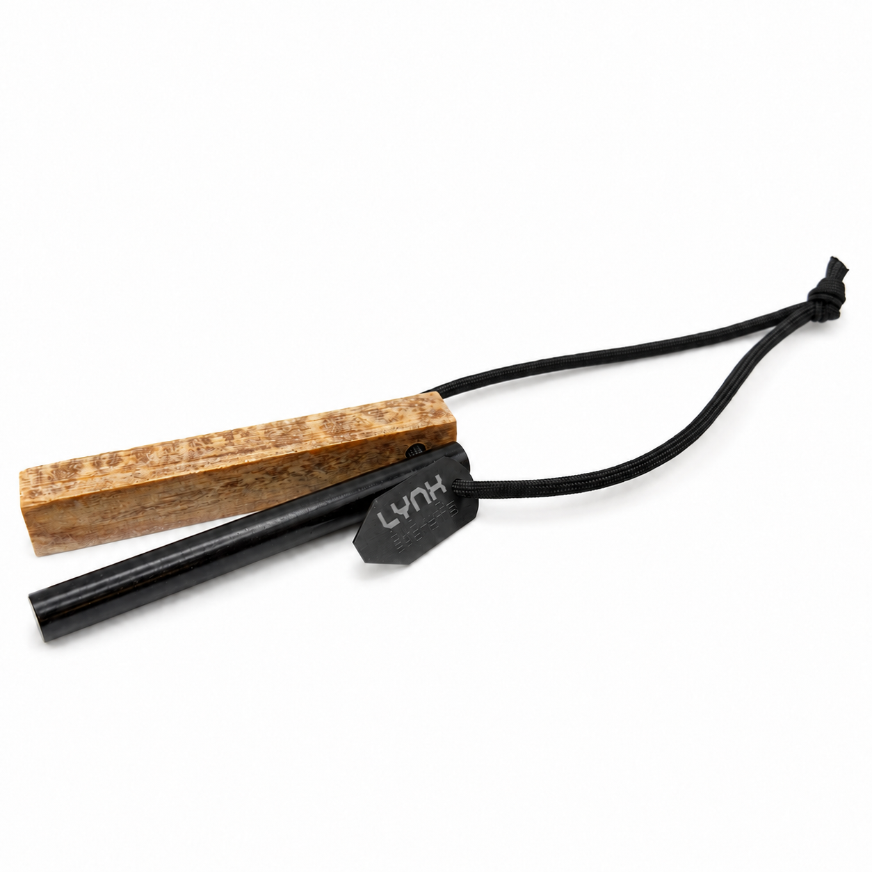 LYNX EmberEdge Fatwood Fire Kit with Black Atwood 550 lanyard on white
