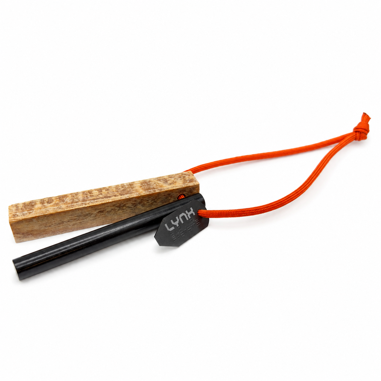 LYNX EmberEdge Fatwood Fire Kit with Blaze Orange Atwood 550 lanyard on white
