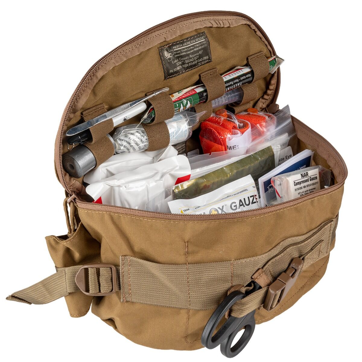NAR Trail Personnel Aid Kit (TPAK) - w/ Celox First Aid Z-Fold Dressing - open rf