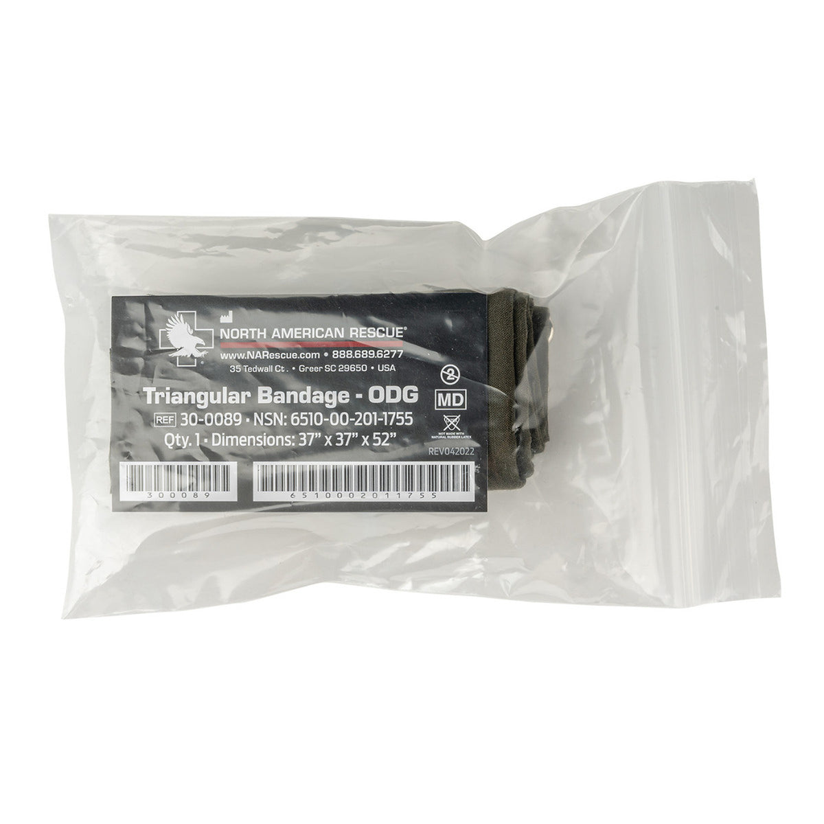 NAR Triangular Bandage ODG 30-0089 package label