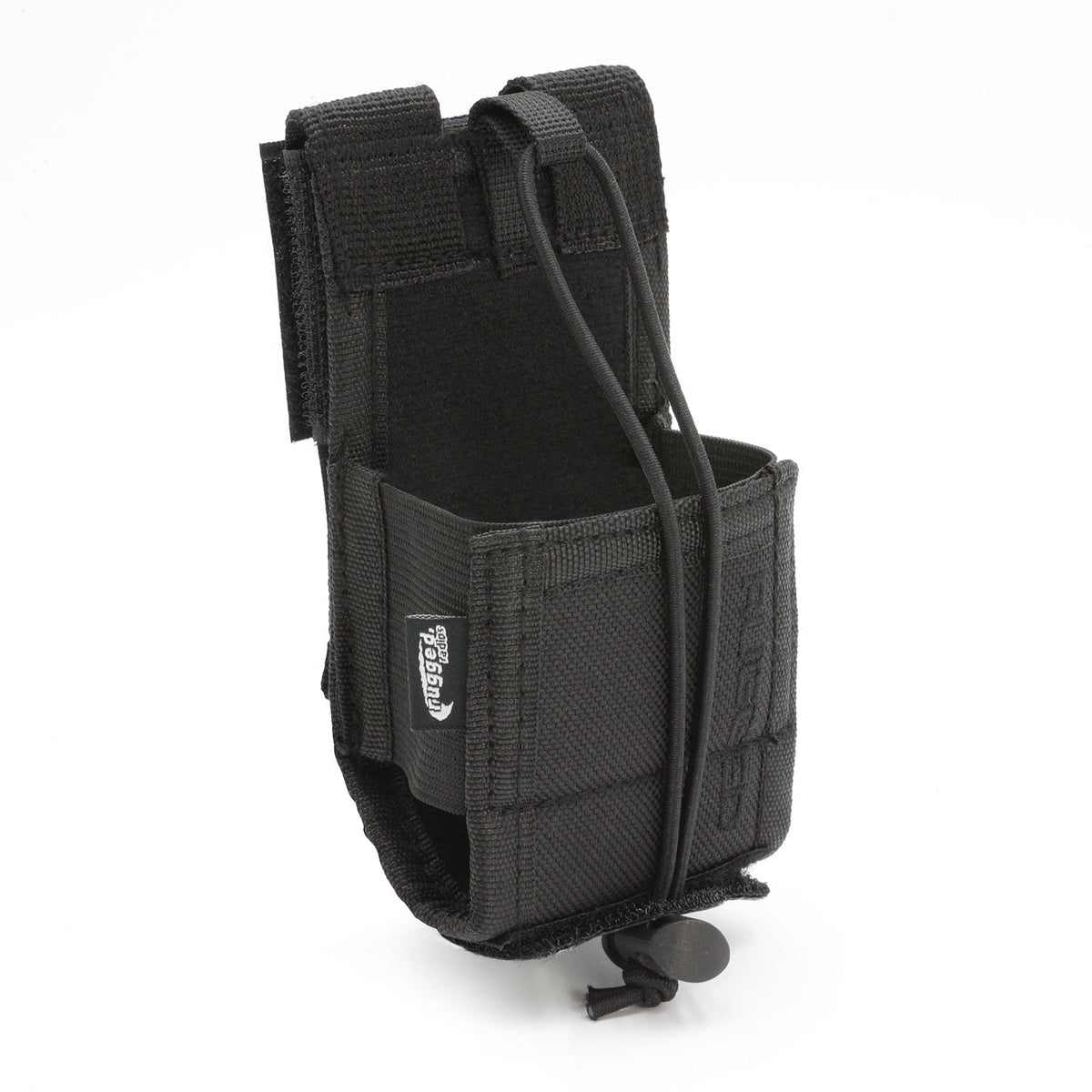 Rugged Radios R-POUCH handheld radio holder in black, shown empty