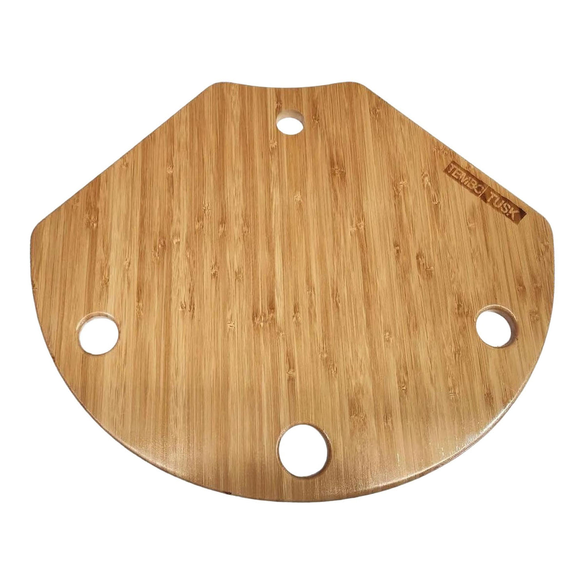 TemboTusk bamboo Skottle Leg Table with engraved logo and four holes.